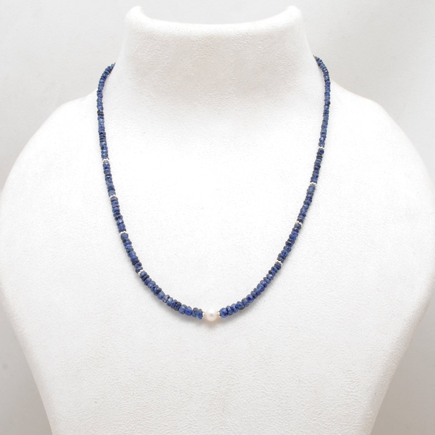 Cut Faceted Blue Sapphire Beads Necklace - Christmas Gift