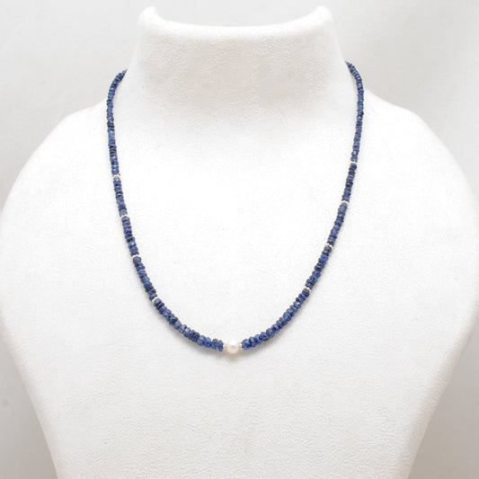 Cut Faceted Blue Sapphire Beads Necklace - Christmas Gift