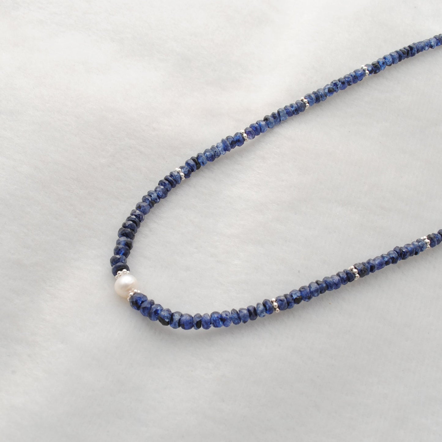 Cut Faceted Blue Sapphire Beads Necklace - Christmas Gift