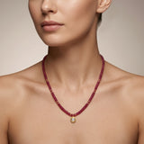 925 Sterling Silver Natural Ruby & Polki Diamond – 20-Inch Necklace