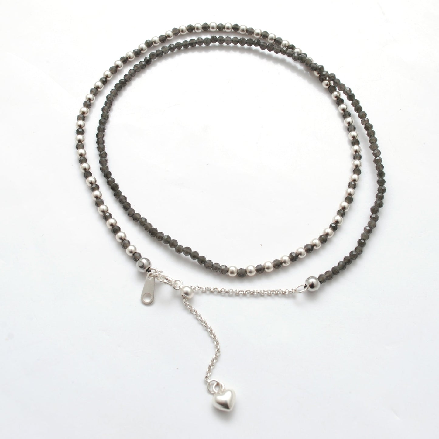 925 Sterling Silver Smoky Quartz Faceted Beaded Necklace, Elegant Jewelry Gift