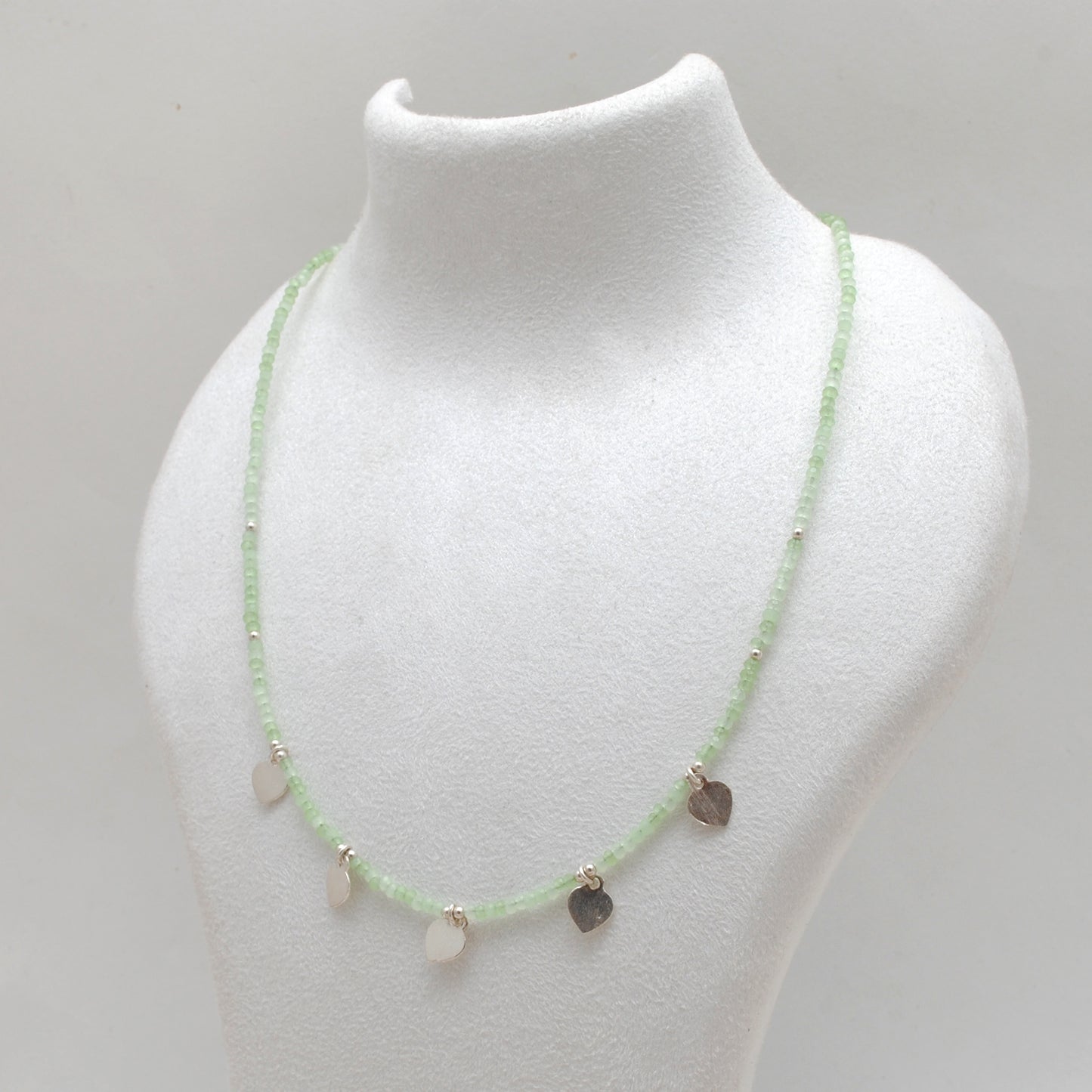 18" Natural Prehnite Beaded Necklace – 2.5mm Faceted Gemstone Beads