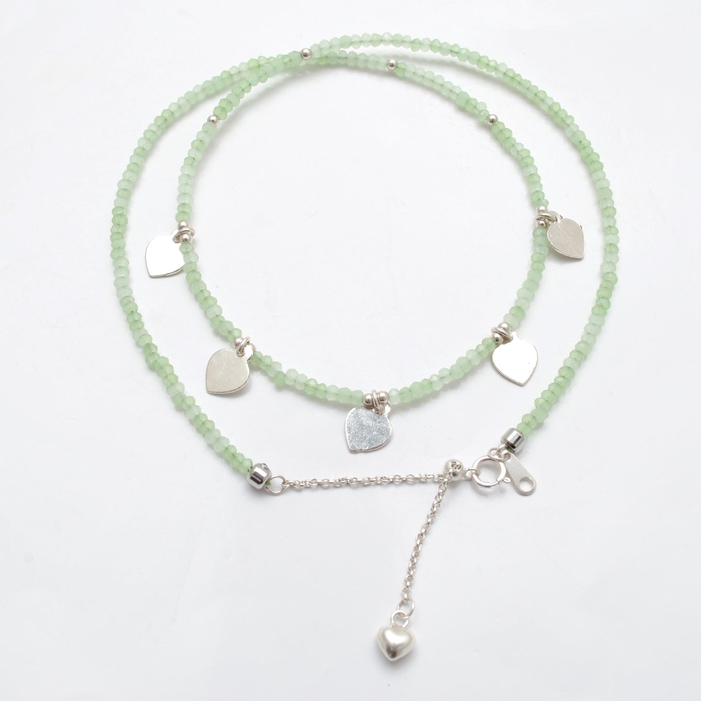18" Natural Prehnite Beaded Necklace – 2.5mm Faceted Gemstone Beads