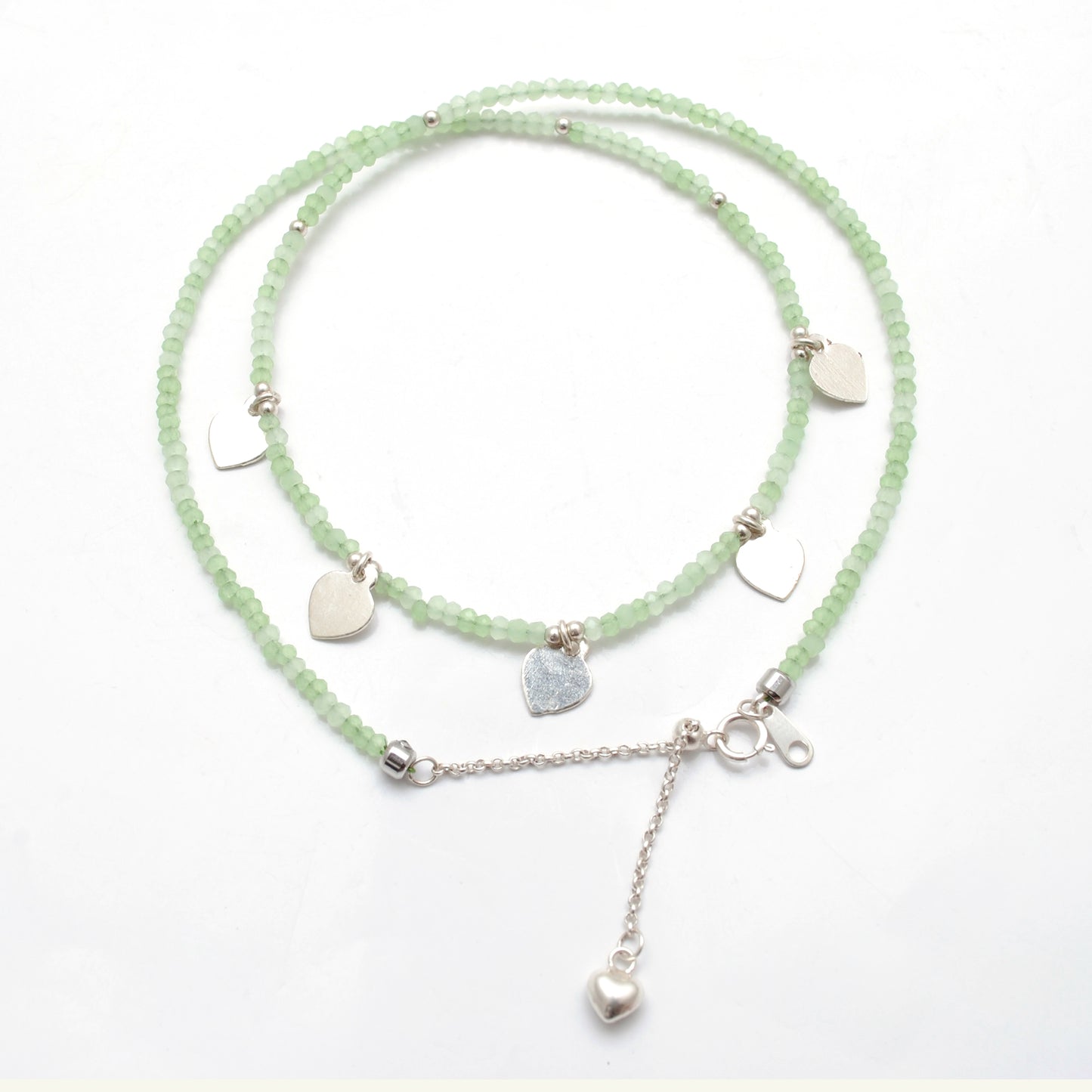 18" Natural Prehnite Beaded Necklace – 2.5mm Faceted Gemstone Beads