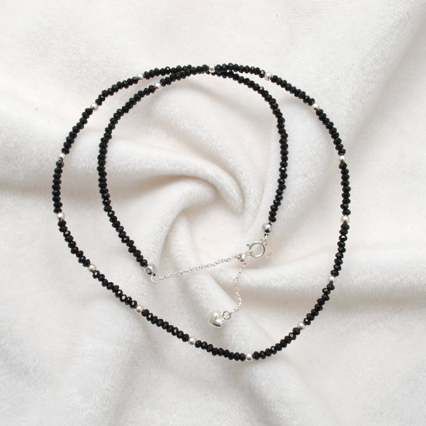 Natural Black Spinel Beaded Women Necklace