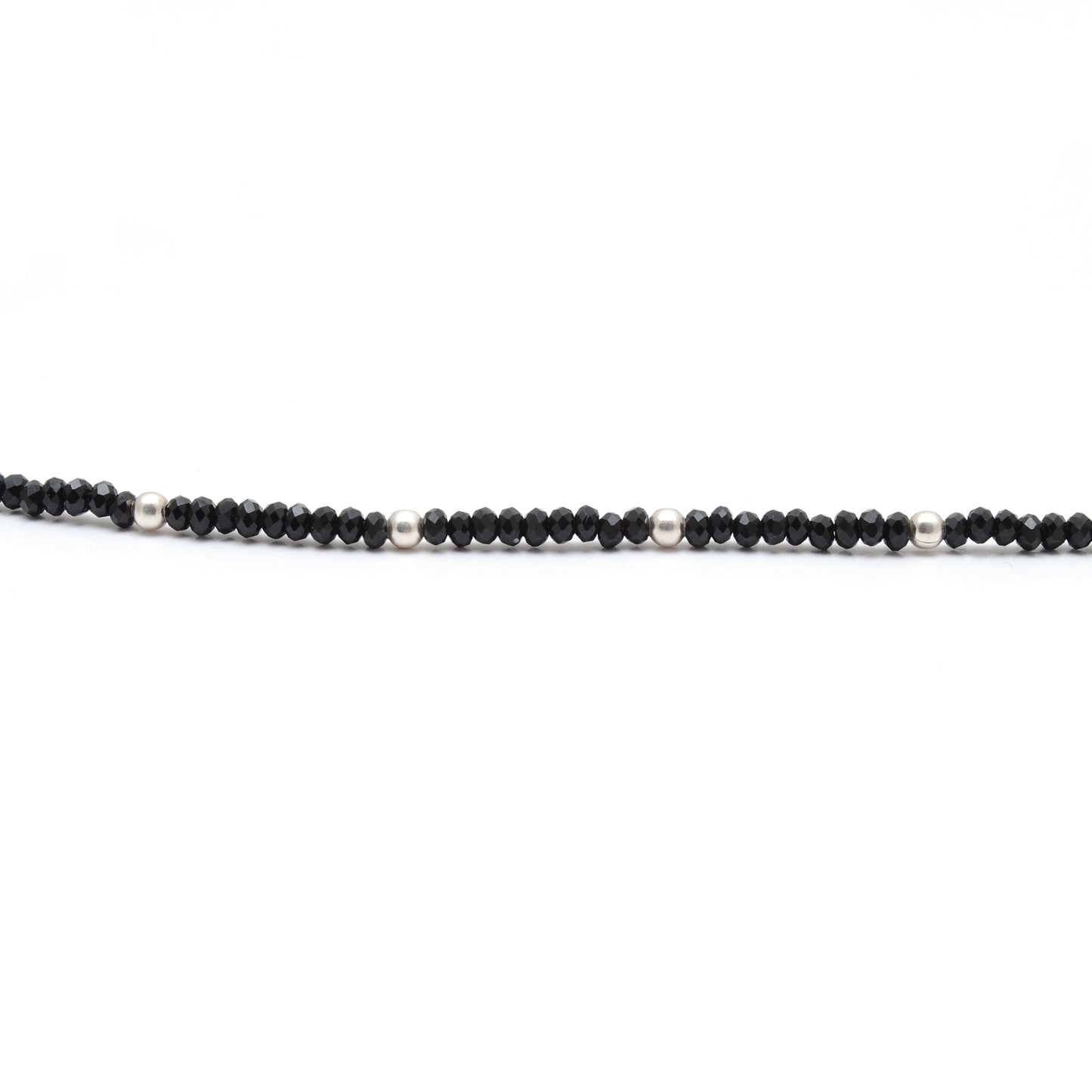 925 Silver 18-Inch Black Spinel Necklace – 2mm Faceted Beads