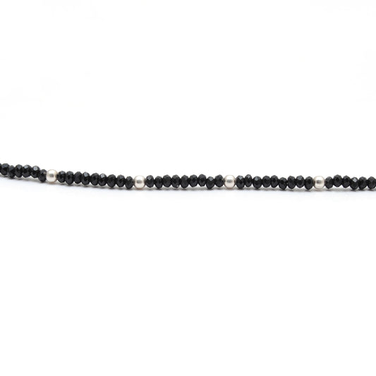 925 Silver 18-Inch Black Spinel Necklace – 2mm Faceted Beads - view 3