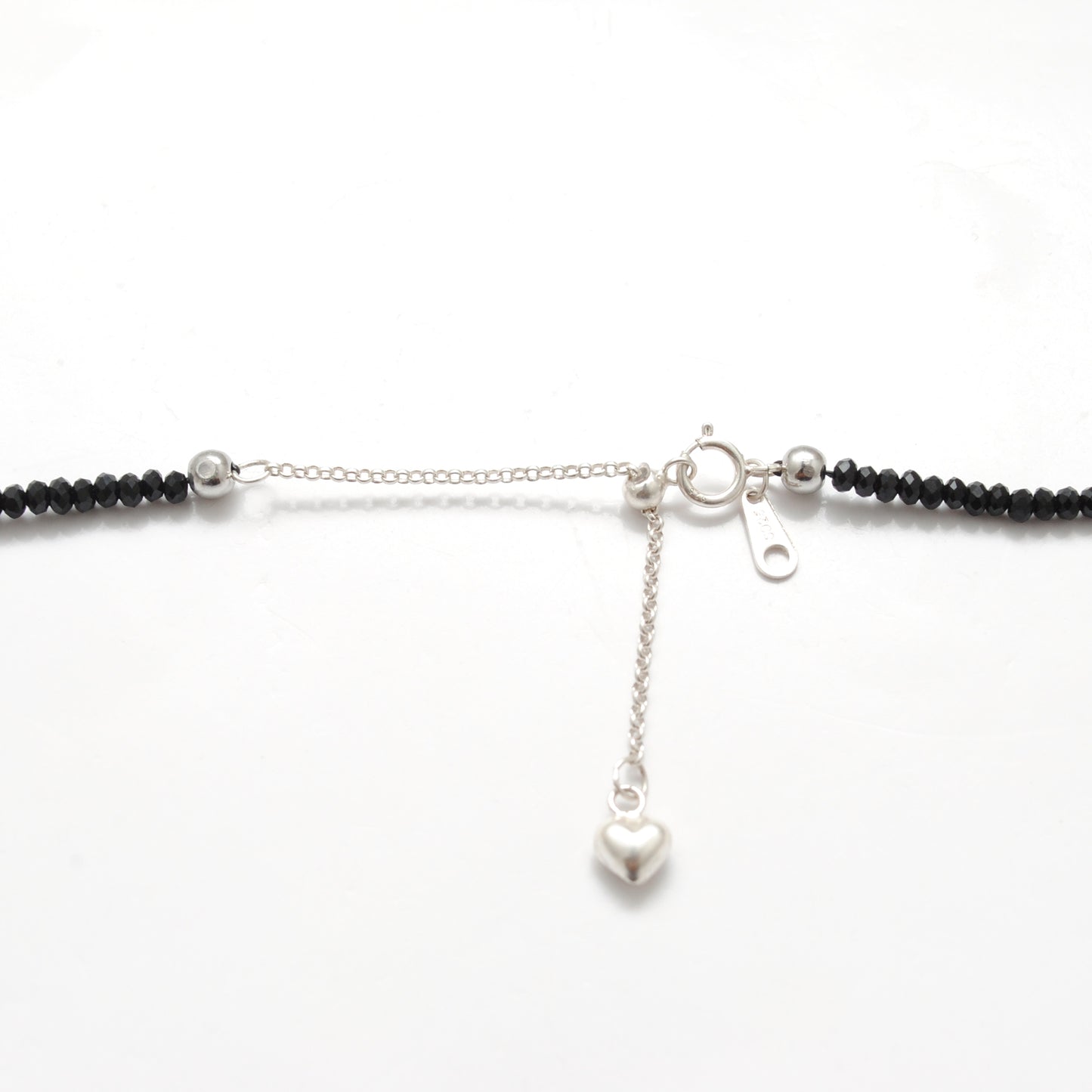 925 Silver 18-Inch Black Spinel Necklace – 2mm Faceted Beads