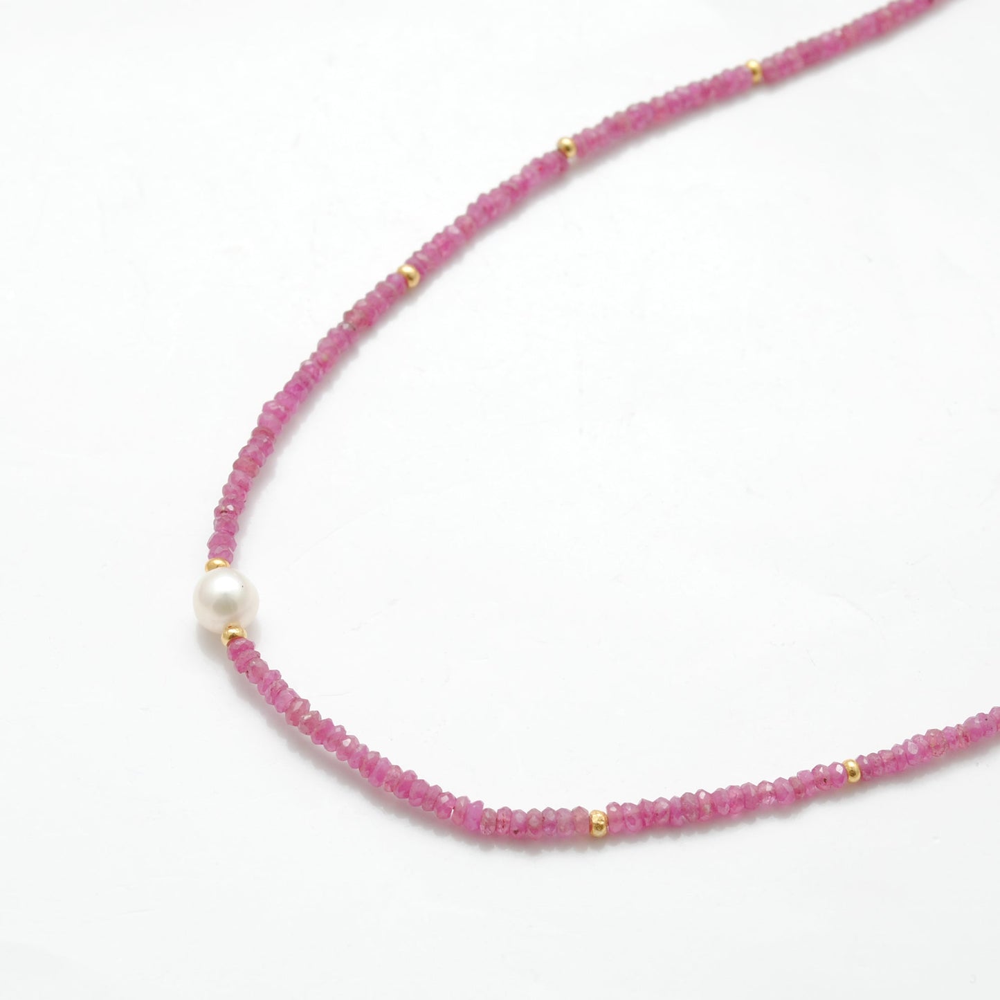 925 Sterling Silver Ruby & Pearl Beaded Necklace – Elegant Gift
