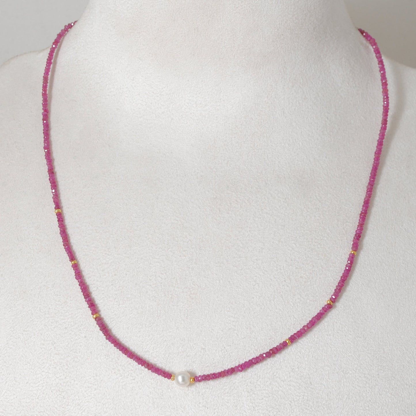 925 Sterling Silver Ruby & Pearl Beaded Necklace – Elegant Gift