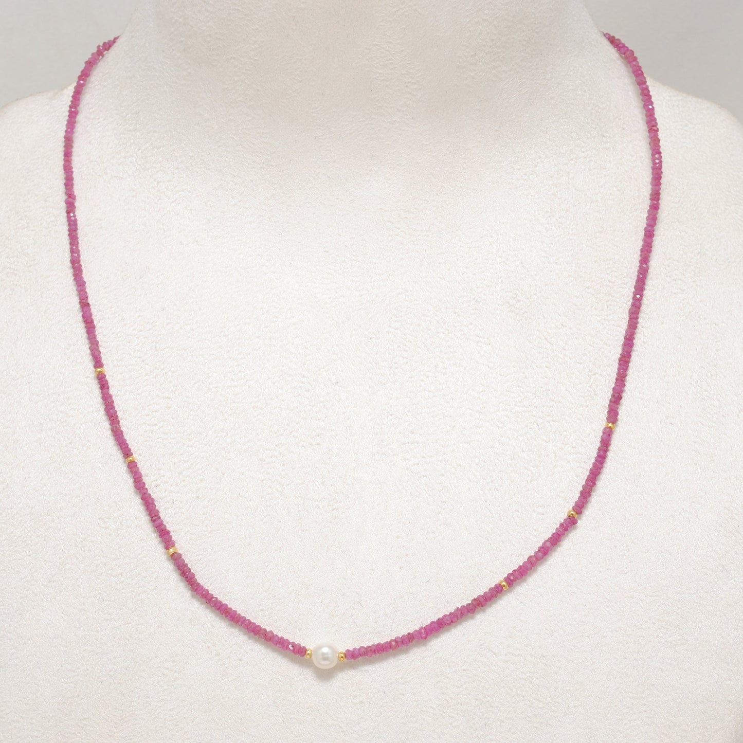 925 Sterling Silver Ruby & Pearl Beaded Necklace – Elegant Gift