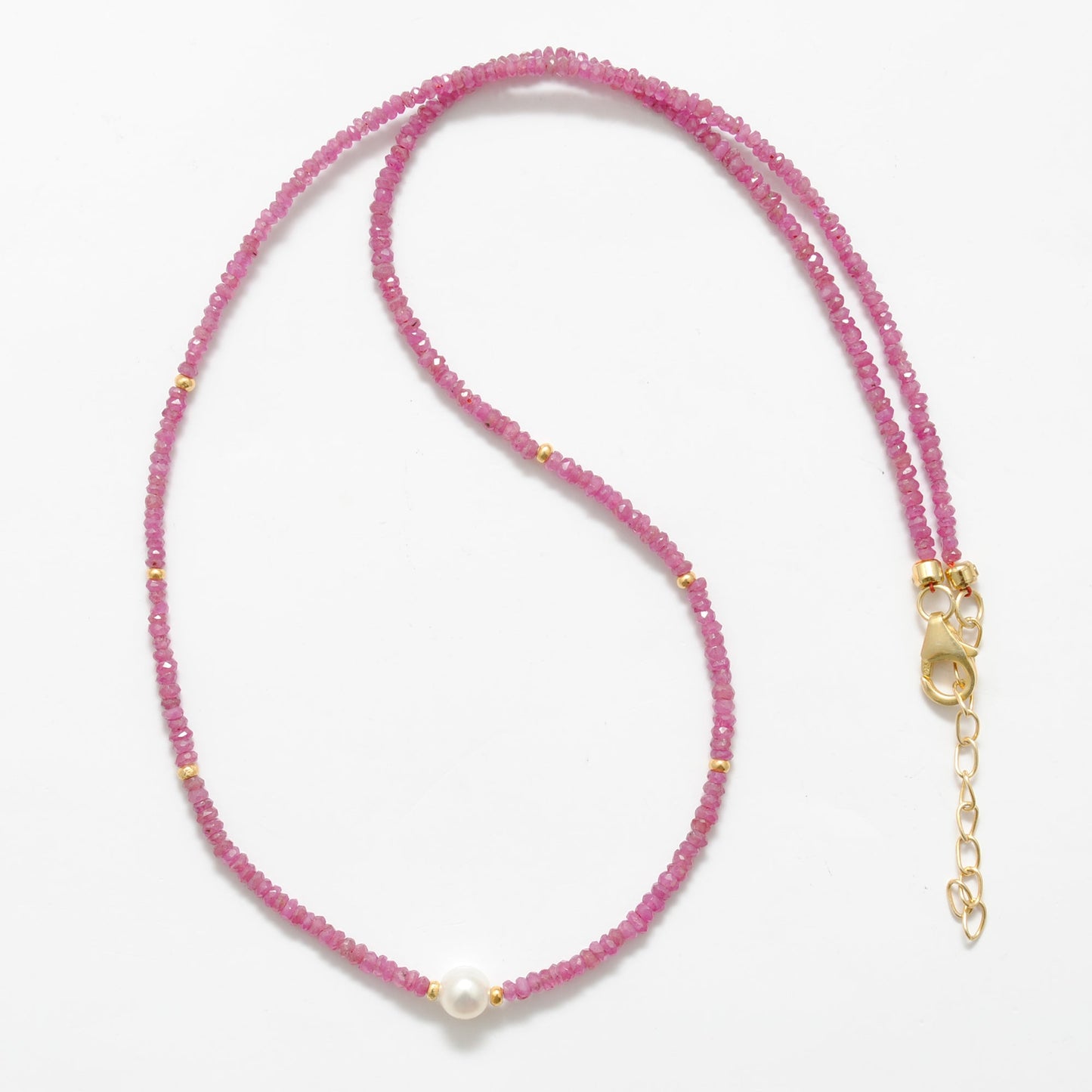 925 Sterling Silver Ruby & Pearl Beaded Necklace – Elegant Gift