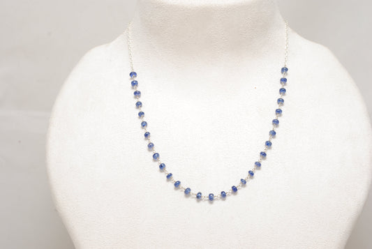 925 Sterling Silver Tanzanite Beaded Neckace – Jewelry Gift for Her
