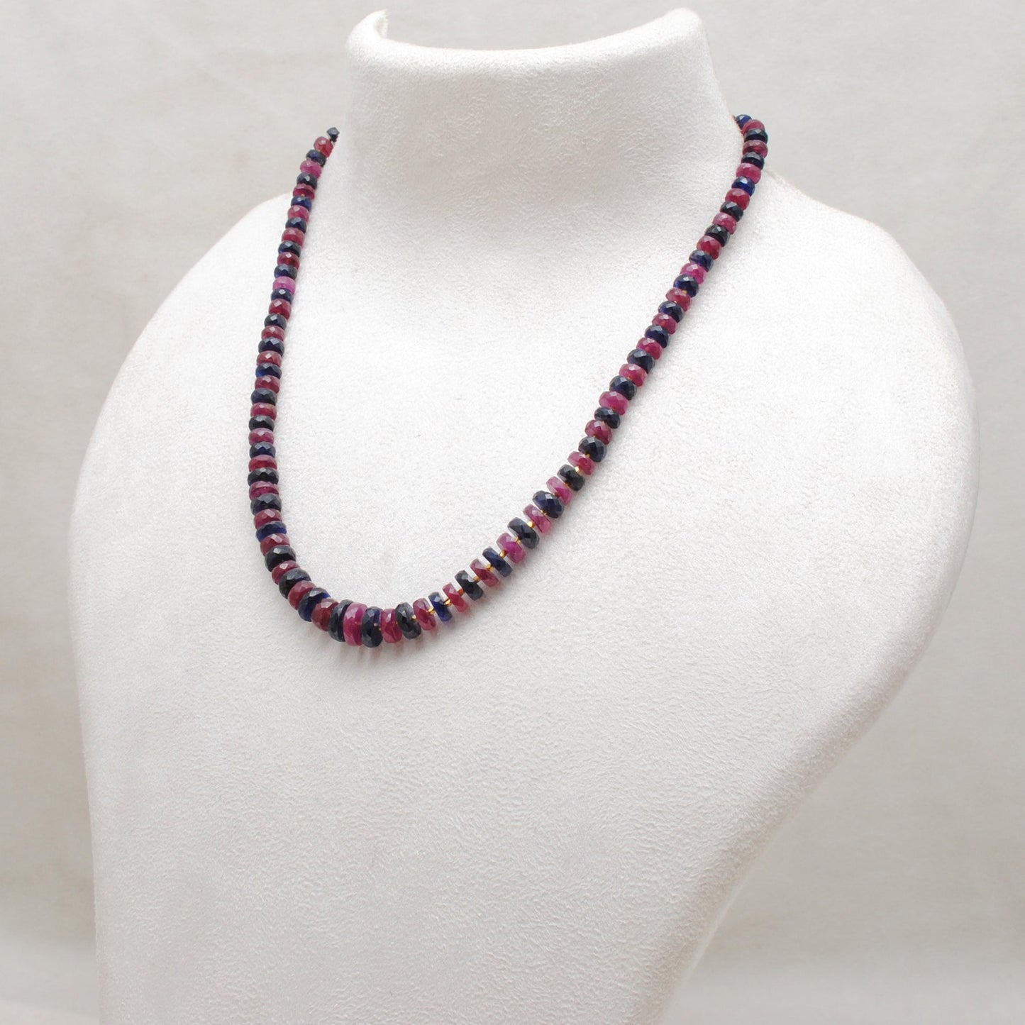 925 Sterling Silver Ruby & Sapphire Beaded Necklace – Gift for Her