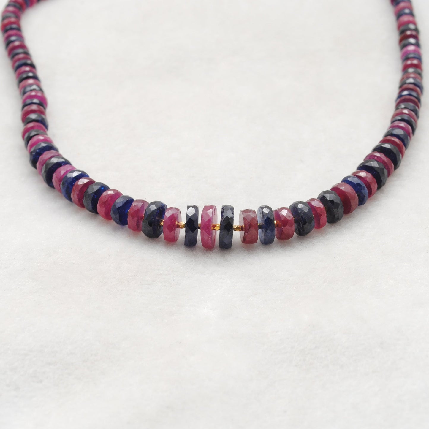 925 Sterling Silver Ruby & Sapphire Beaded Necklace – Gift for Her
