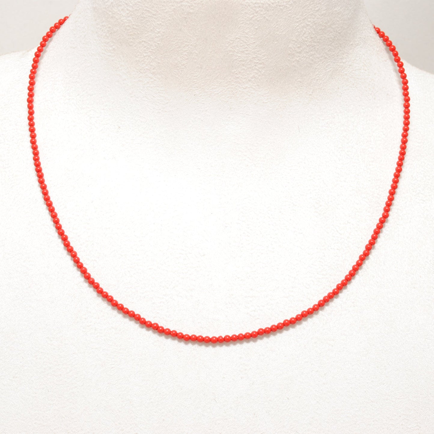 925 Sterling Silver Red Coral Beaded Necklace With Extension