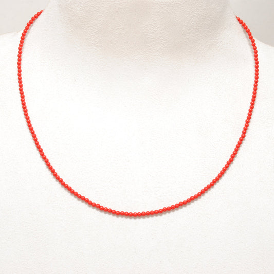 925 Sterling Silver Red Coral Beaded Necklace With Extension