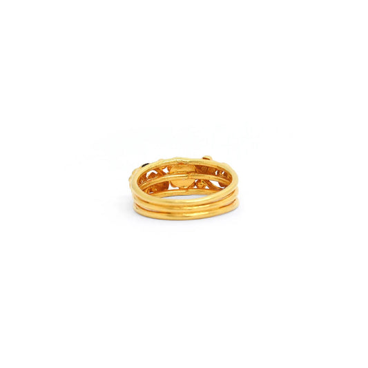 18k Solid Yellow Gold Emerald Victorian Ring 5 US - view 3