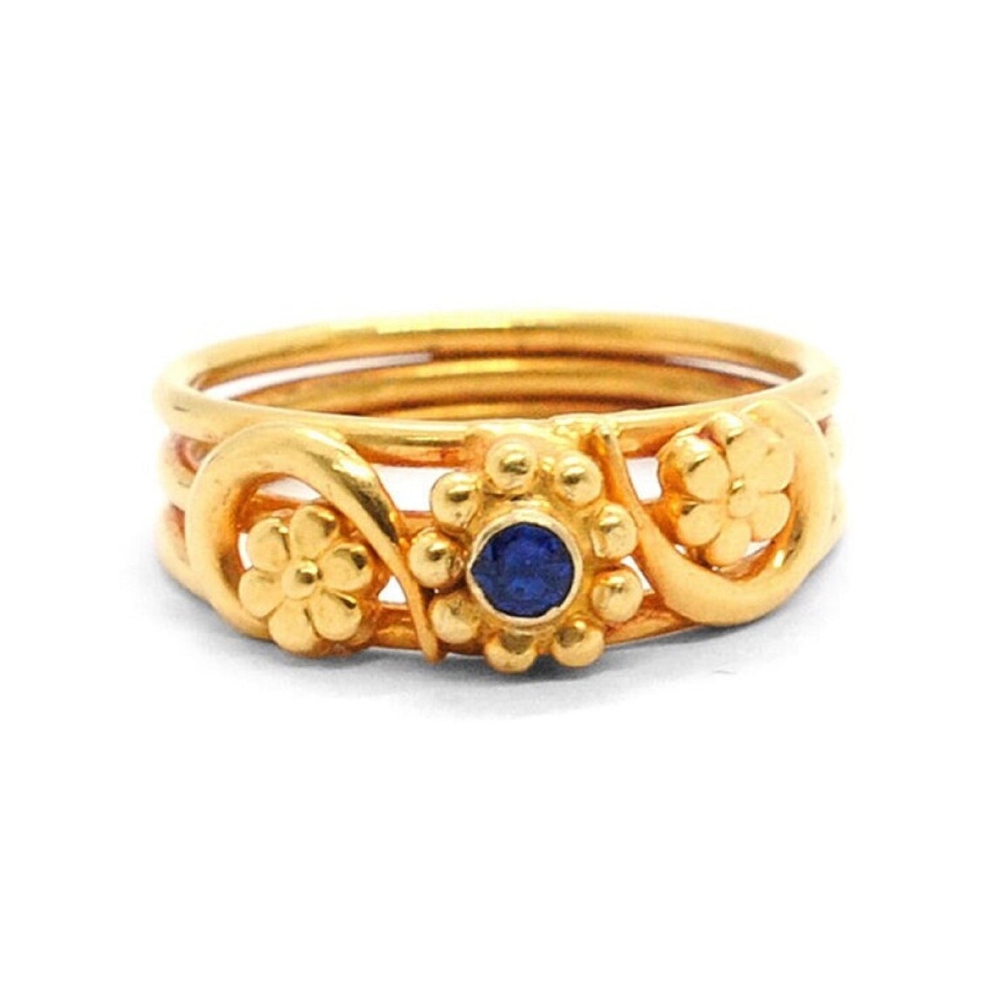 18k Yellow Gold Wedding Floral Ring 6 US