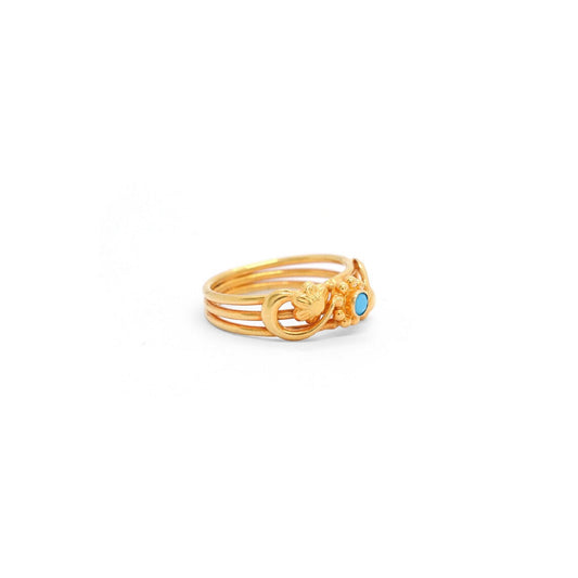 18k Solid Yellow Gold Vintage Statement Ring 6 US - view 3