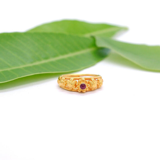 18k Solid Yellow Gold Vintage Floral Engagement Ring 6 US