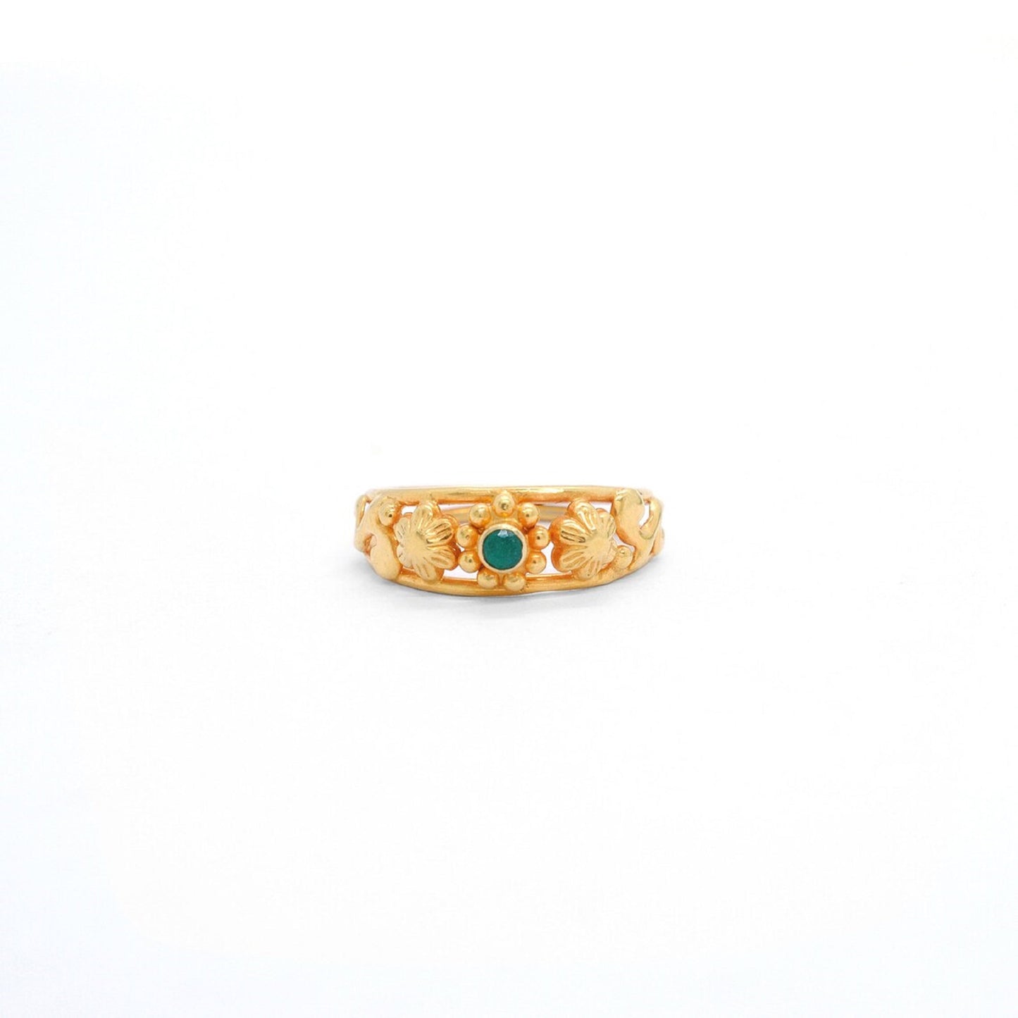 18k Solid Yellow Gold Floral Victorian Ring 7 US