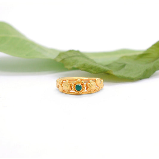 18k Solid Yellow Gold Floral Victorian Ring 7 US