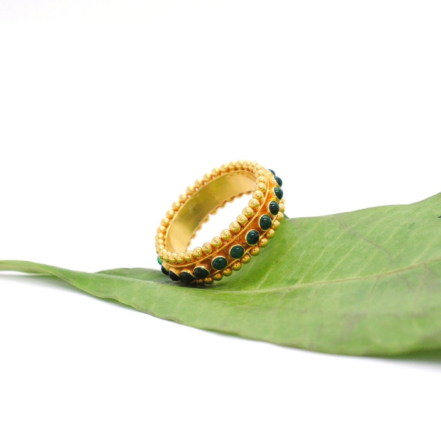 18K Solid Yellow Gold Statement Band Ring 8.5 US