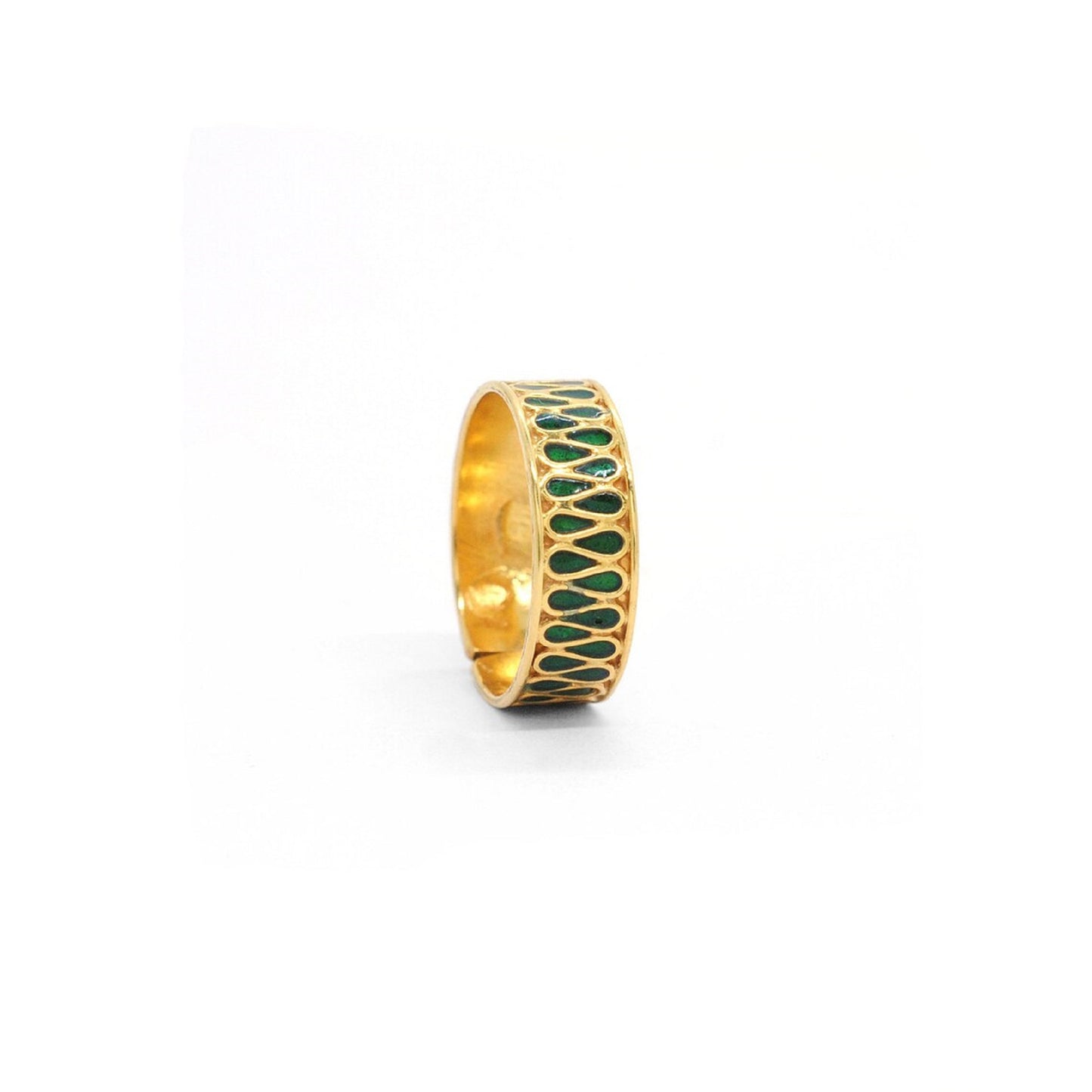 18k Solid Yellow Gold Adjustable Statement Band Ring