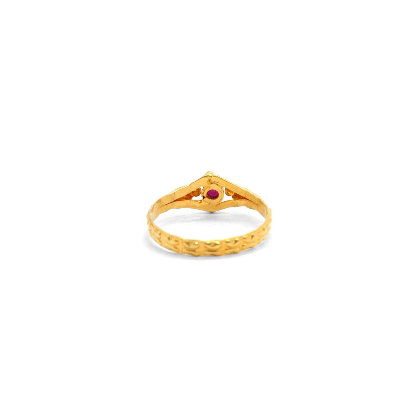 18k Solid Yellow Gold Ruby Vintage Ring 6.5 US