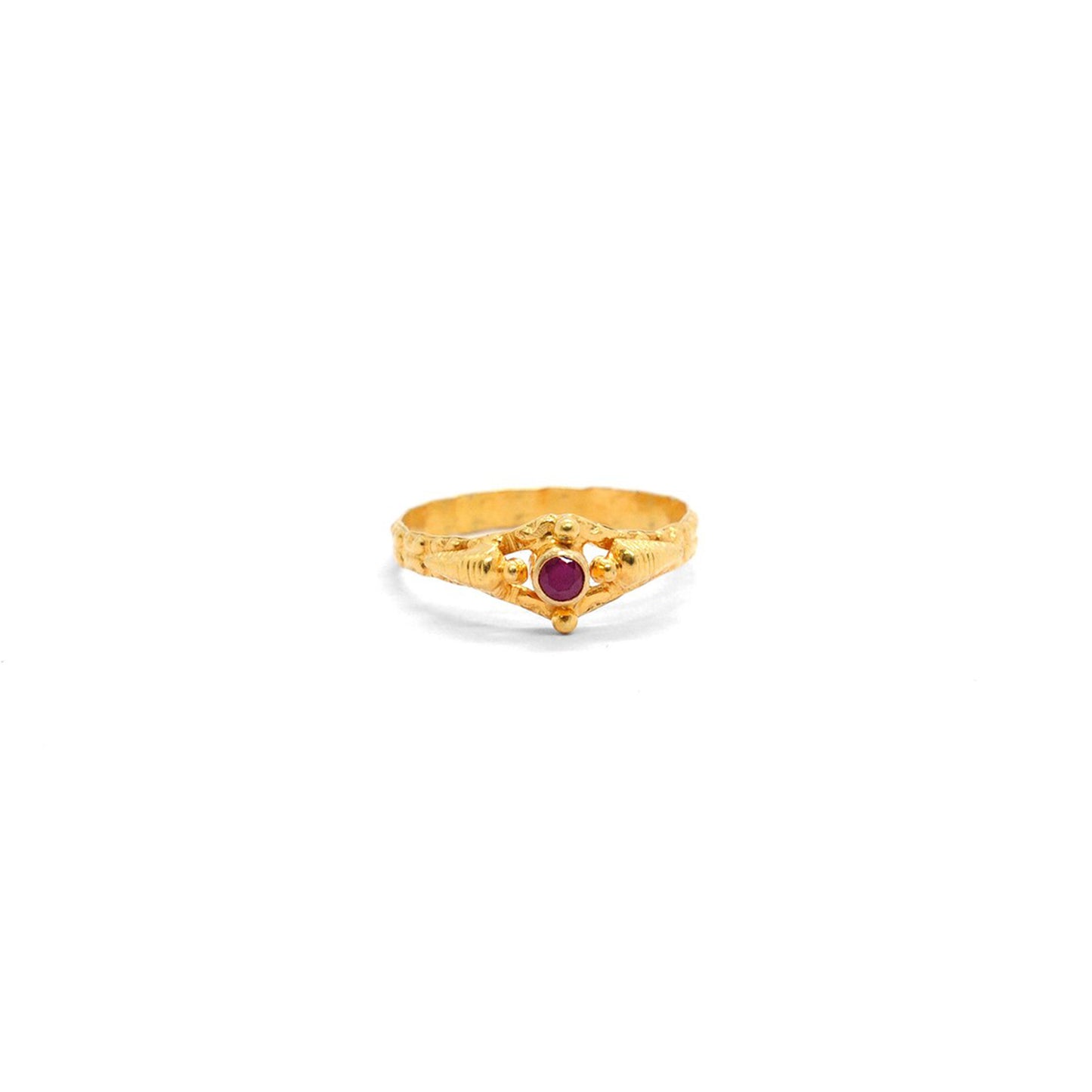 18k Solid Yellow Gold Ruby Vintage Ring 6.5 US