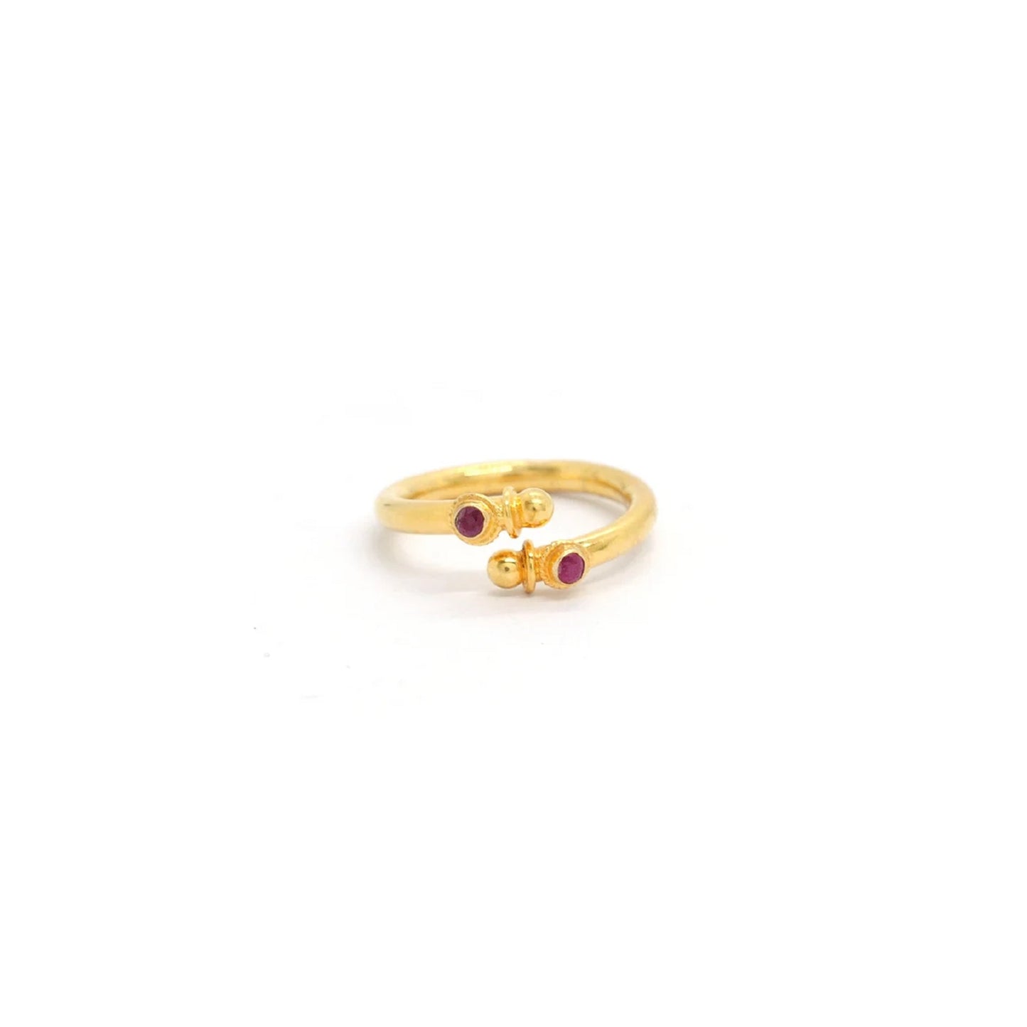 18k Solid Yellow Gold Ruby Bypass Ring 8 Size