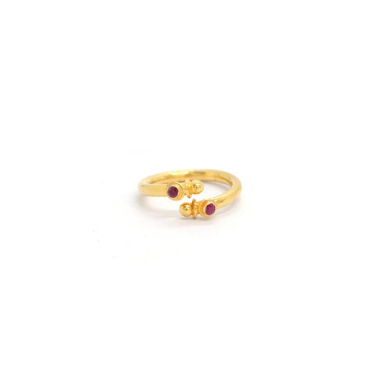 18k Solid Yellow Gold Ruby Bypass Ring 8 Size - view 3