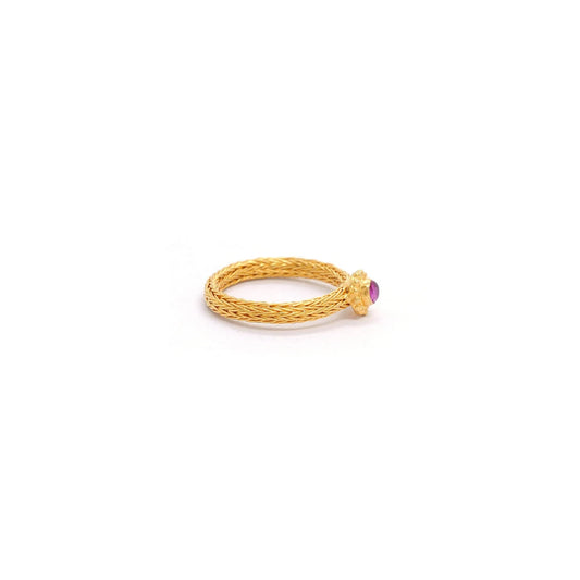 18k Solid Yellow Gold Solitaire Ring 7.5 US Gift for Wife - view 3