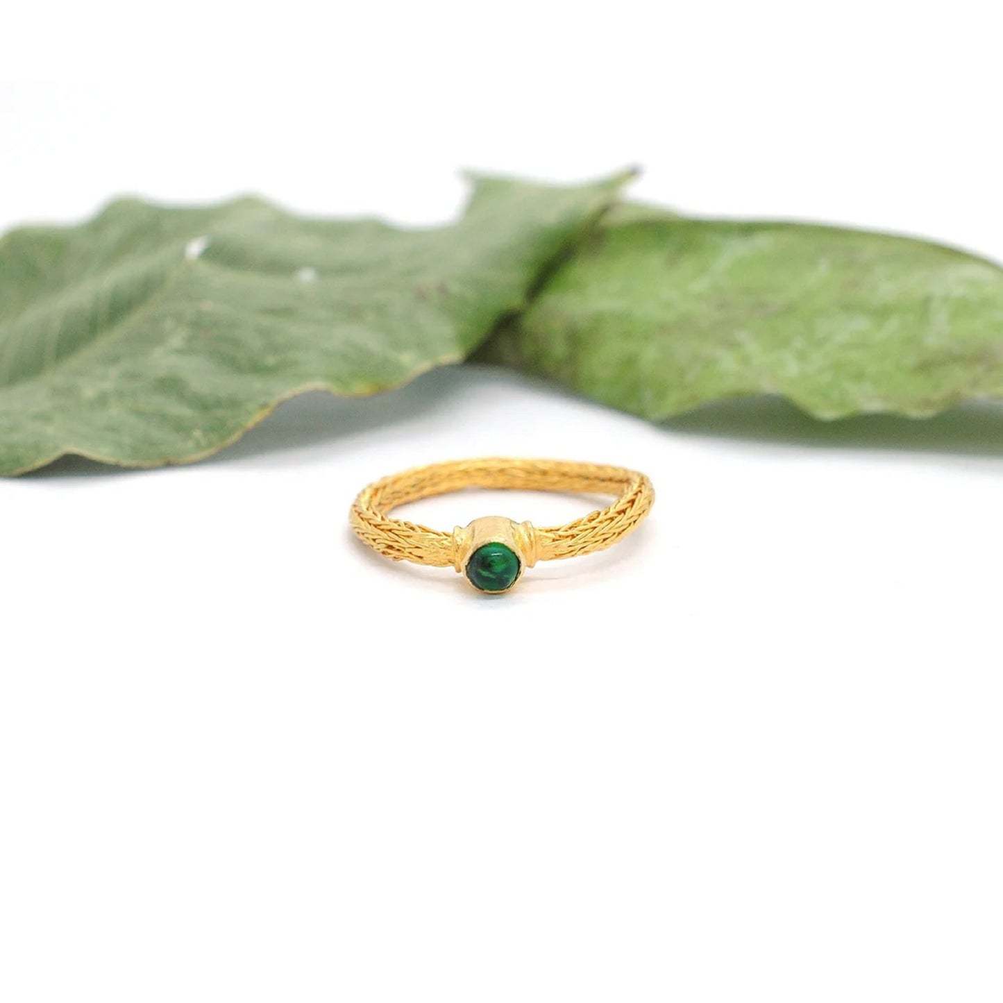 18k Solid Yellow Gold Stone Studded Engagement Ring 8 US