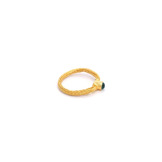 18k Solid Yellow Gold Stone Studded Engagement Ring 8 US - view 3