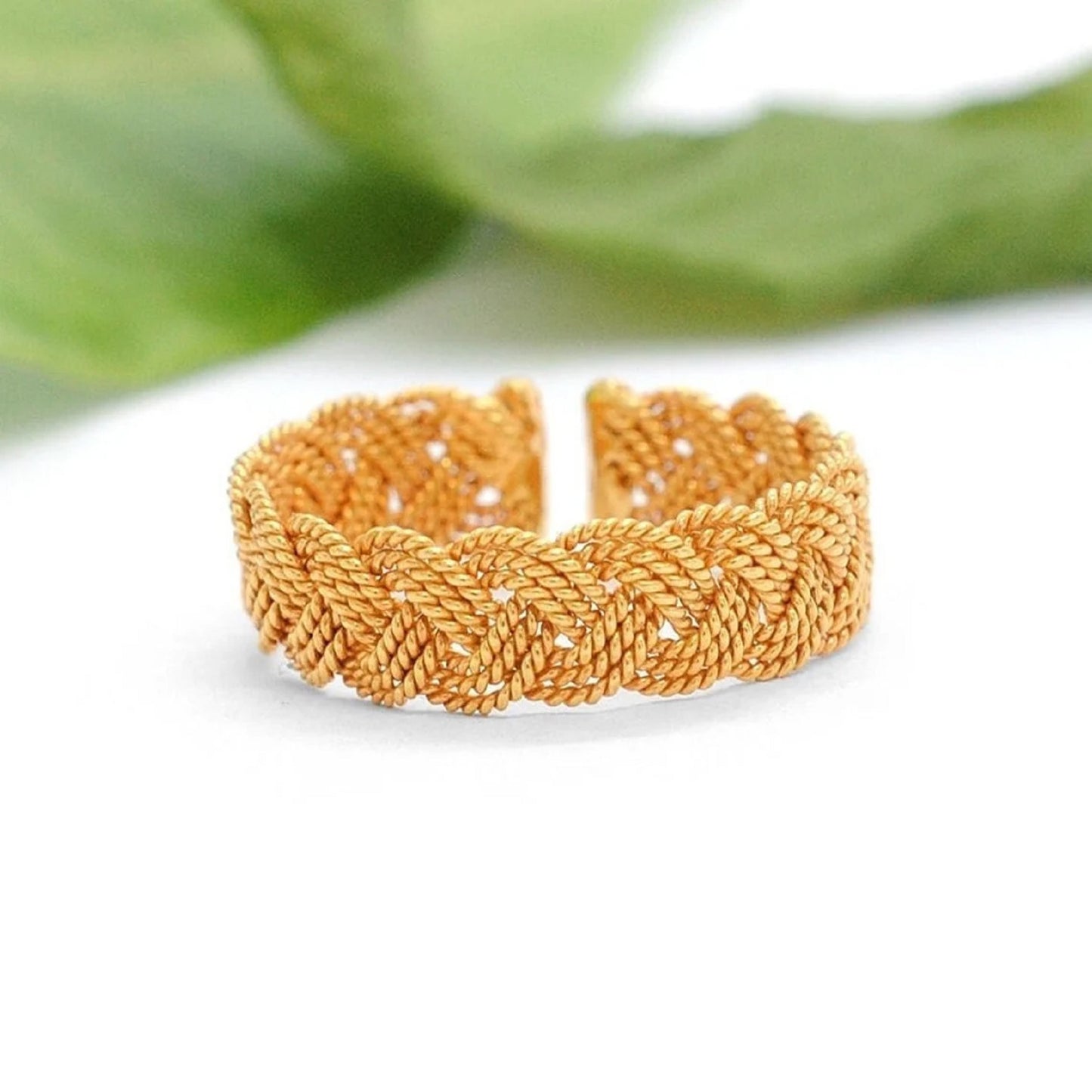 18k Solid Yellow Gold Adjustable Eternity Band Ring
