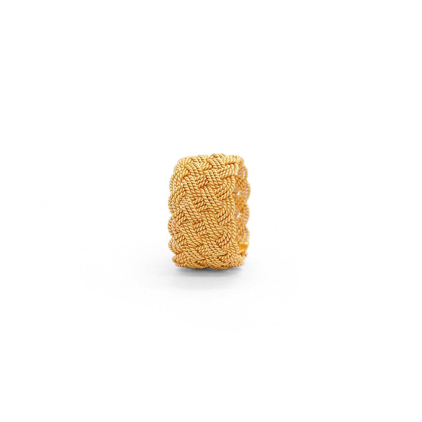 18k Solid Yellow Gold Twisted Adjustable Band Ring