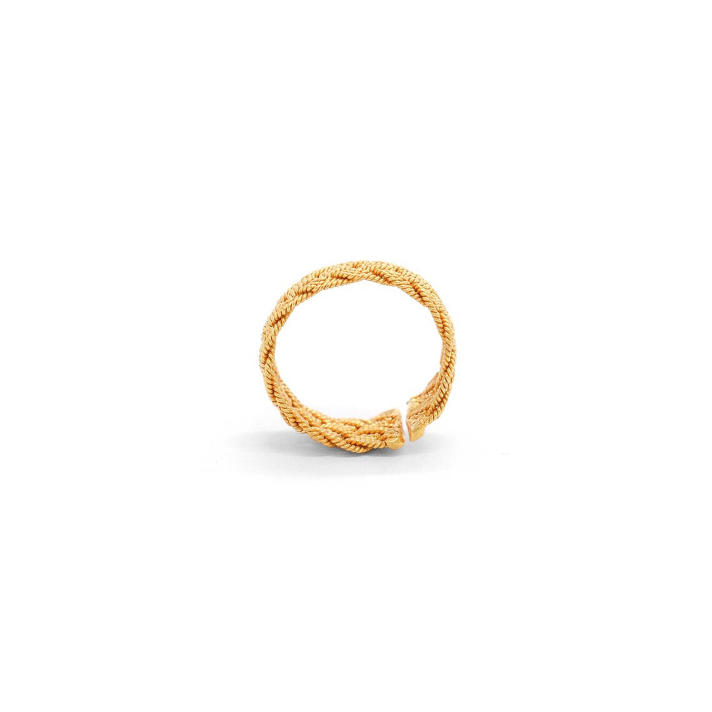 18k Solid Yellow Gold Twisted Adjustable Band Ring