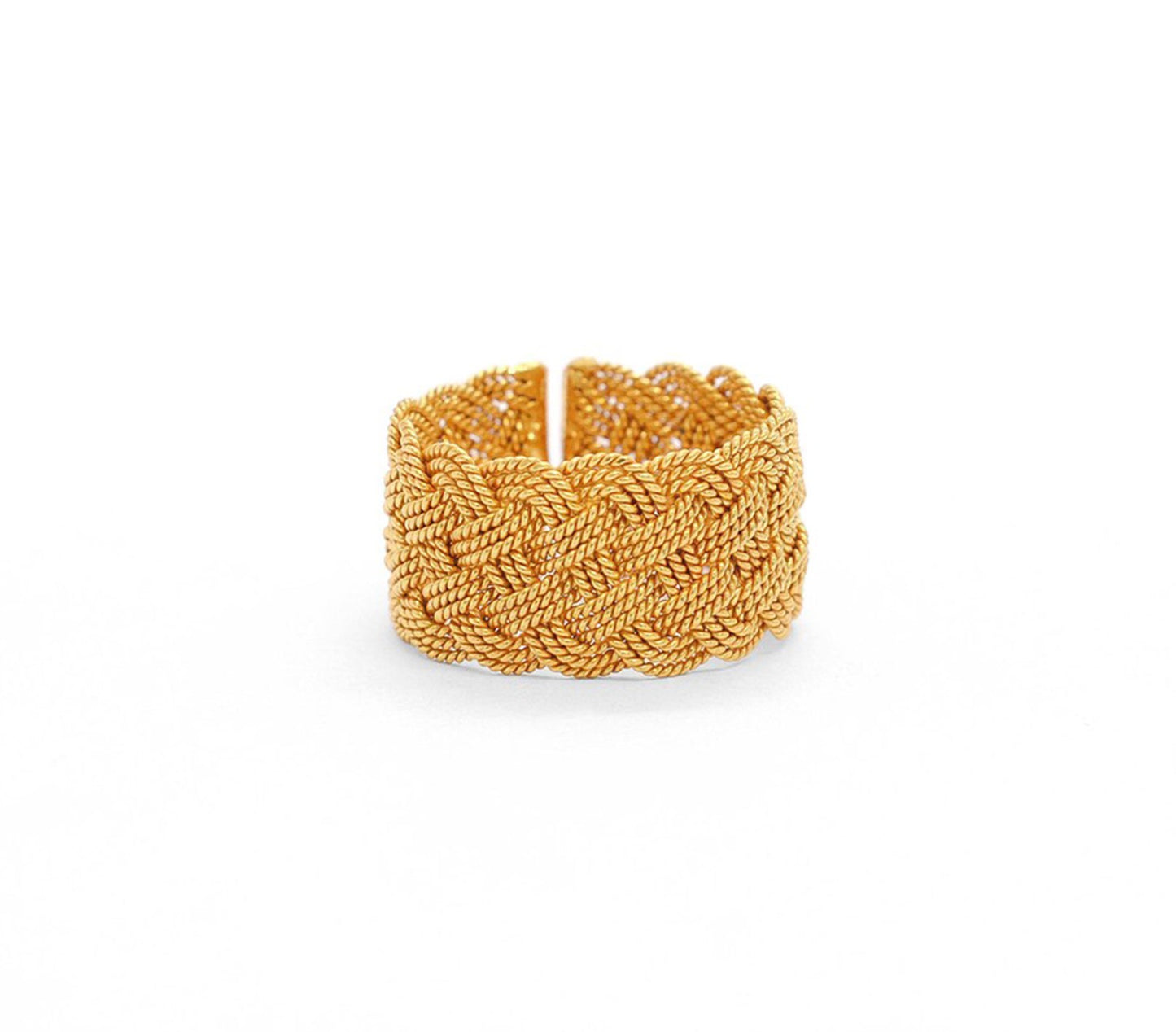 18k Solid Yellow Gold Twisted Adjustable Band Ring