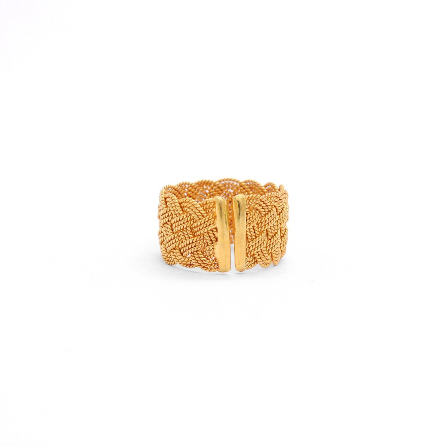 18k Solid Yellow Gold Twisted Adjustable Band Ring