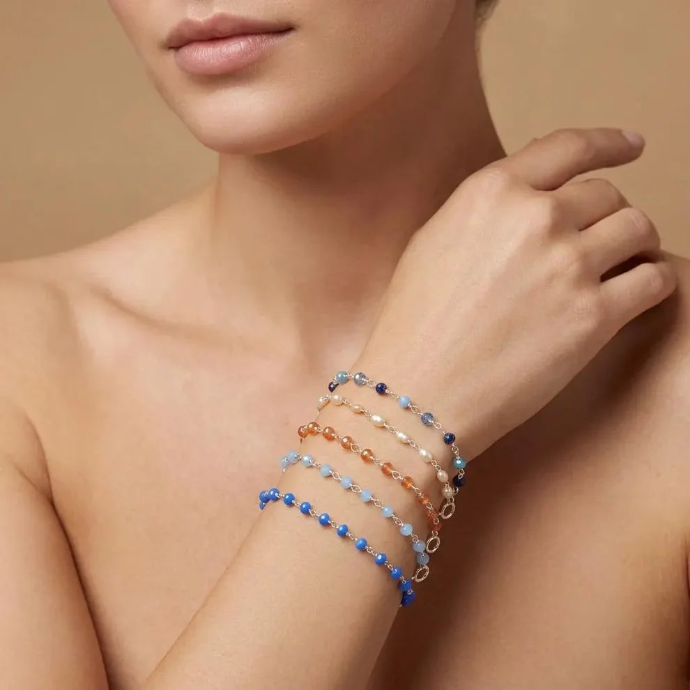 925 Sterling Silver Multi-Chalcedony & Peal Bracelet – Sar Gems