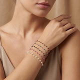 925 Silver Garnet, Freshwater Pearl & Gemstone Bead Bracelet