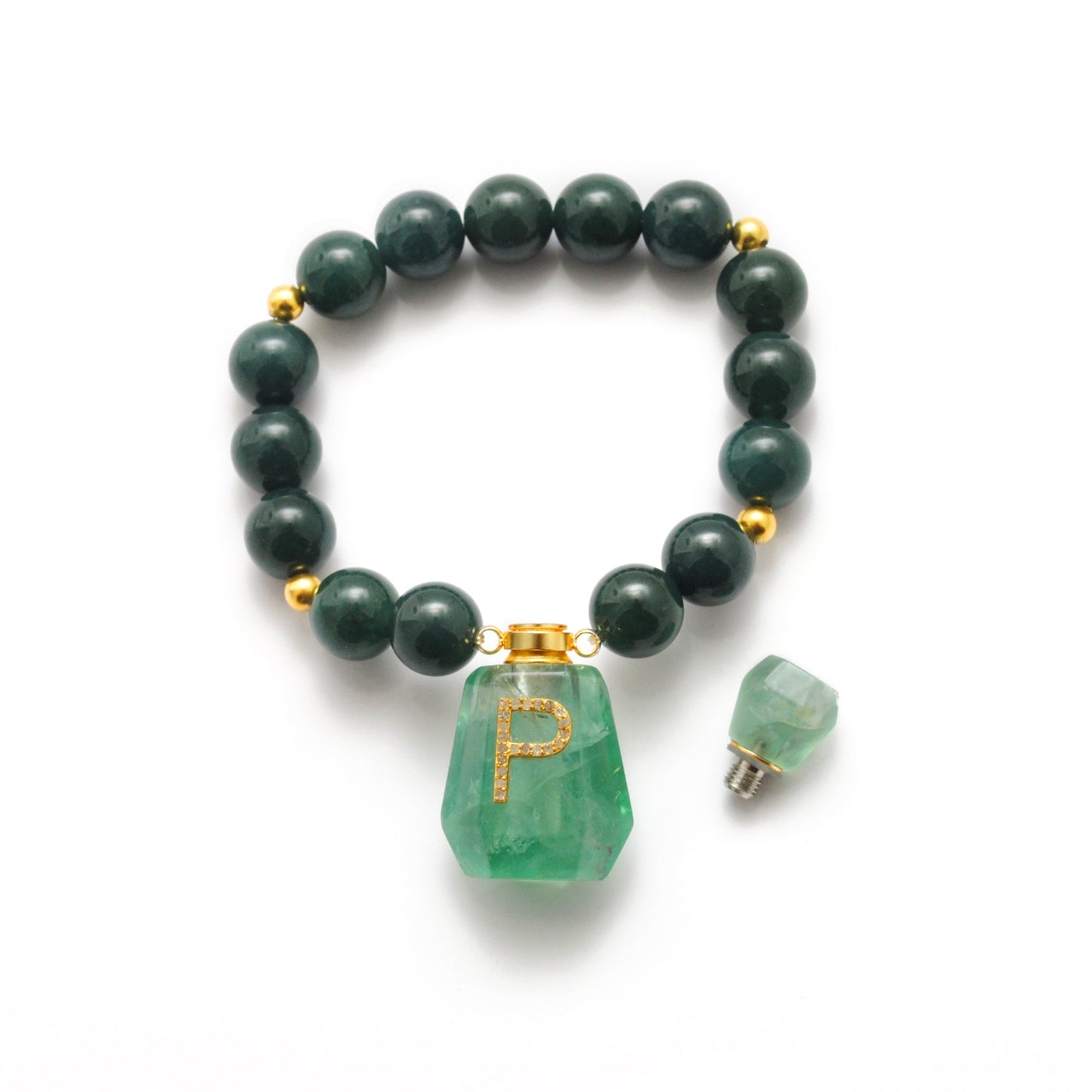 925 Sterling Silver Green Jade & Aventurine Fancy Beaded Bracelet - Sar Gems