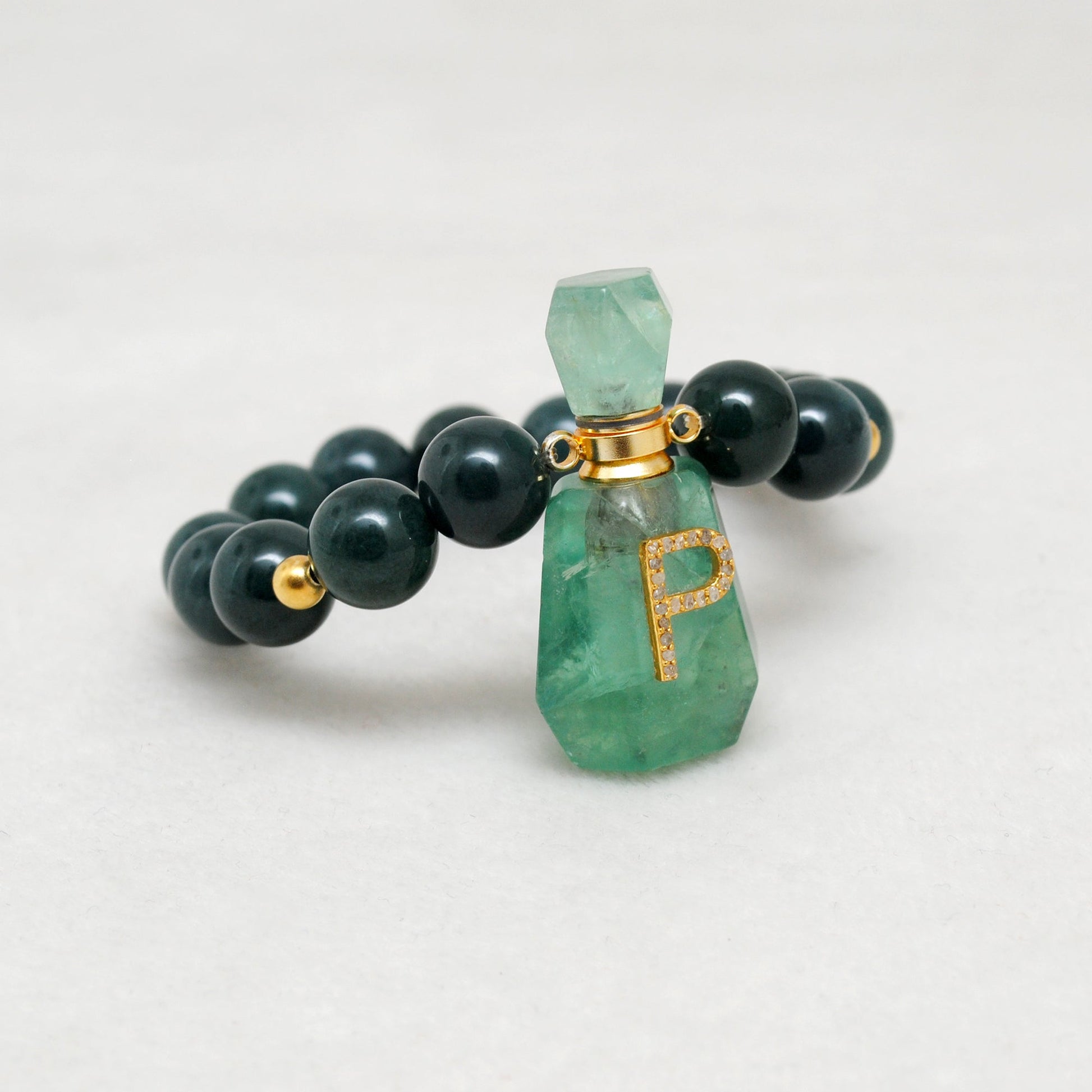 925 Sterling Silver Green Jade & Aventurine Fancy Beaded Bracelet - Sar Gems