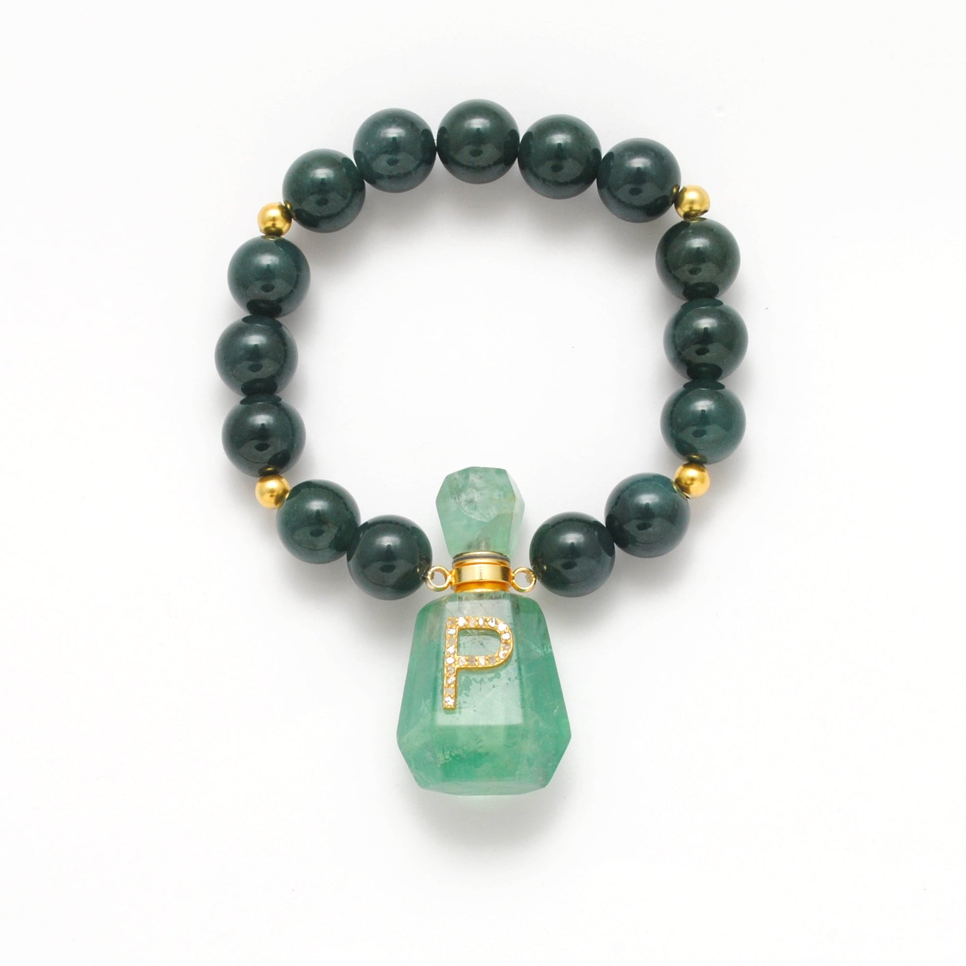 925 Sterling Silver Green Jade & Aventurine Fancy Beaded Bracelet - Sar Gems