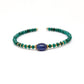 925 Sterling Silver Green Jade & Blue Sapphire Stretchable Beaded Bracelet - Sar Gems