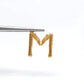 18k Solid Yellow Gold M Initial Letter Charm Pendant