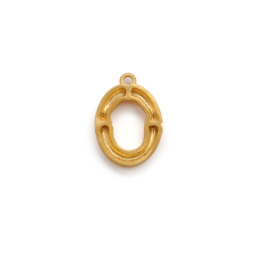 18k Solid Yellow Gold O Initial Letter Charm Pendant