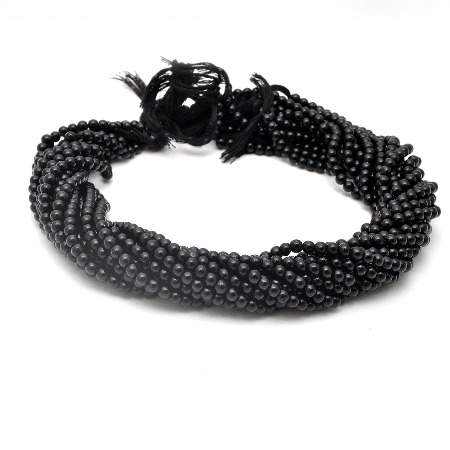 Natural Black Onyx Plain Round Gemstone Beads 12.5" Strand